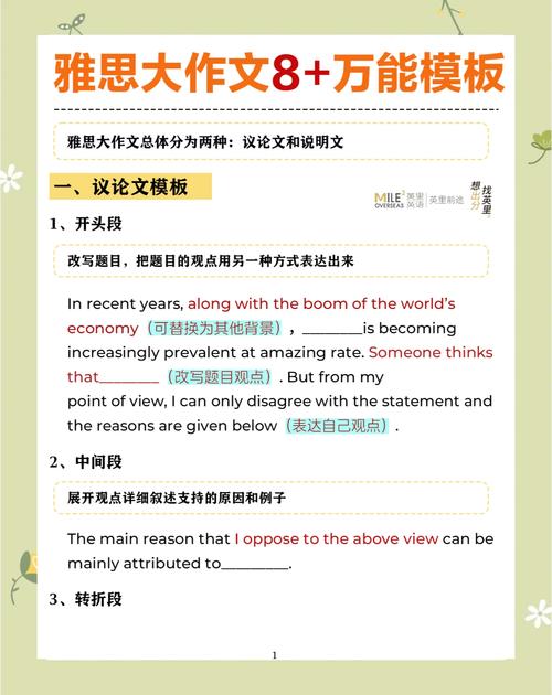 大作文模板雅思