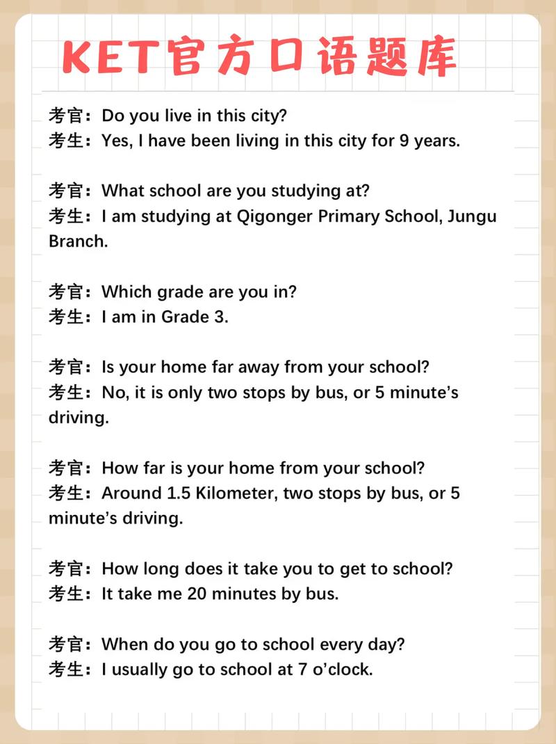 口语话题库，ket口语对话题库