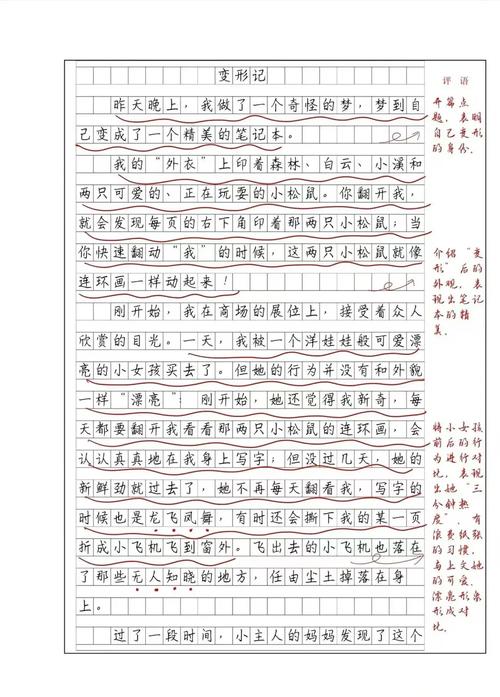 作文参考范文，变形记作文参考范文