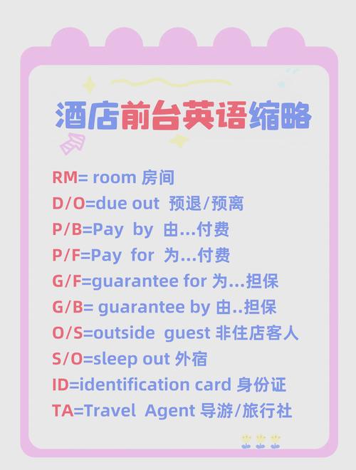 酒店前台接待英语口语