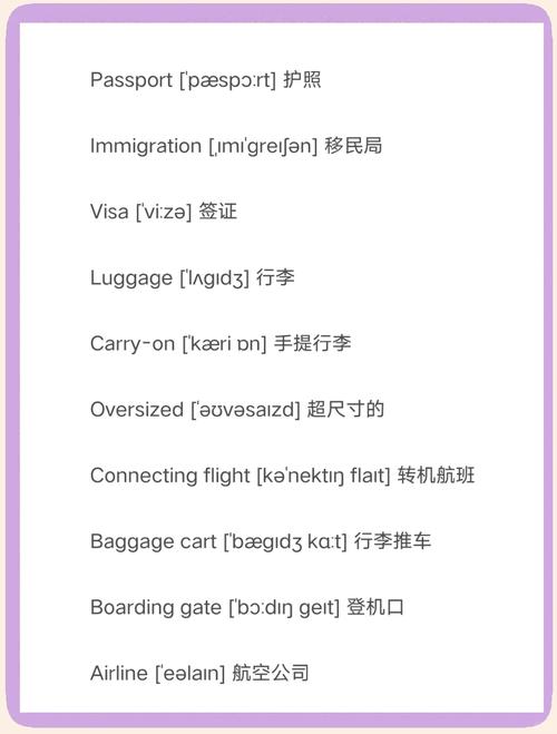 旅游常用英语口语单词