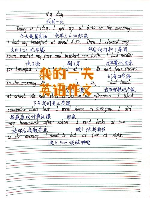 我学校的一天英语作文，我学校的一天英语作文七年级