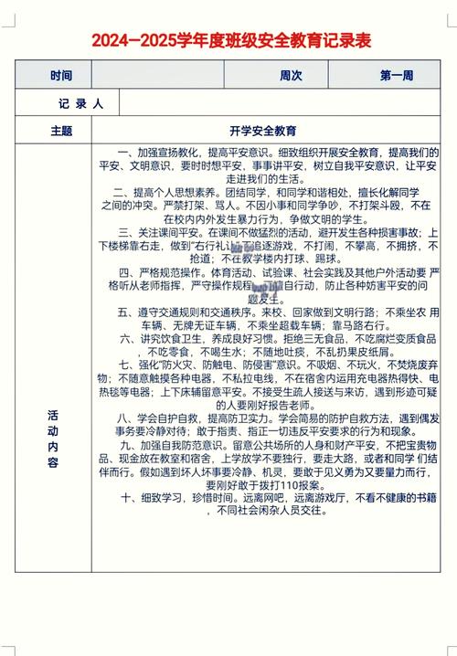 专题安全教育记录