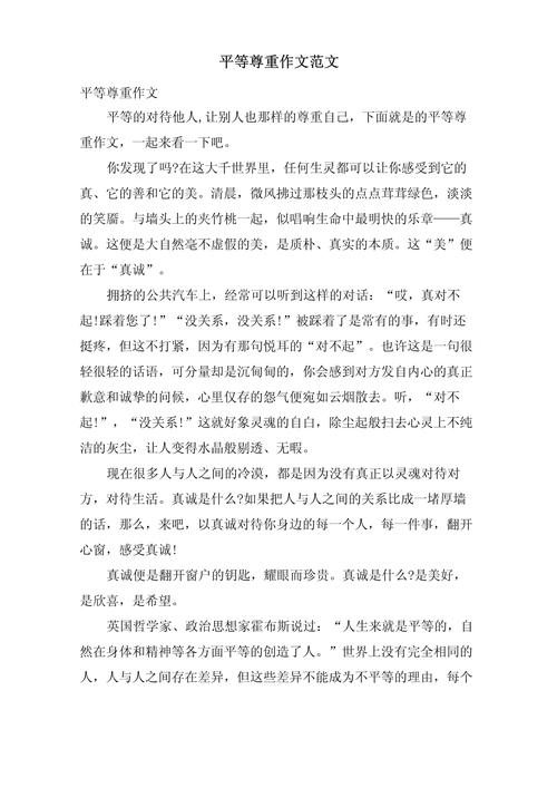 权力平等的作文