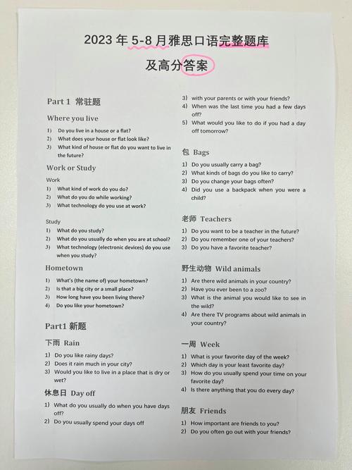 雅思口语 问题没听懂