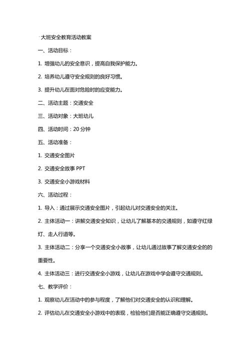 大班安全教育事项