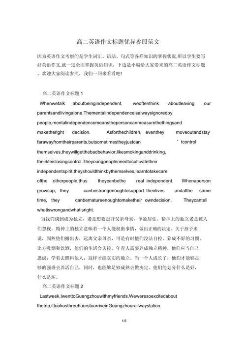 高二的英语作文