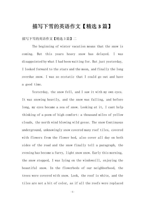 初二英语作文雪景