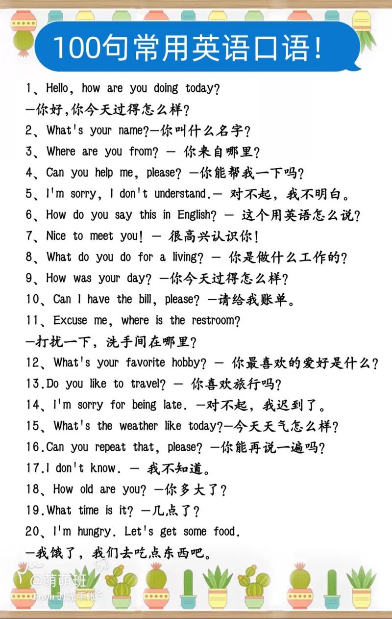 英语口语日常话题模板